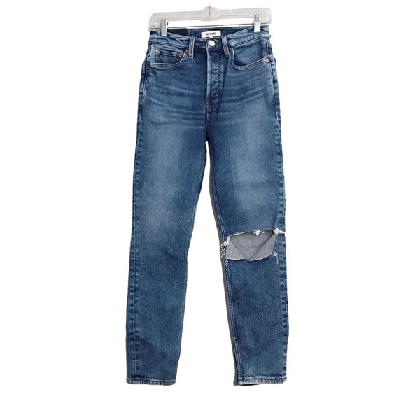 RE/DONE 90s High Rise Ankle Crop Jeans in Monies with Hole Size 26 NWT - Picture 1 of 6